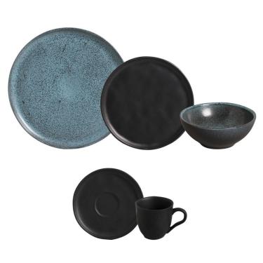 Imagem de Aparelho de Jantar Night Sky + Preto Matte 30 Peças Cerâmica Acabamento Contemporâneo Porto Brasil