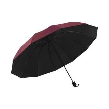 Imagem de Guarda-chuva Grande Dobrável Preto Com Proteção Solar, 12 Varetas, Rob
