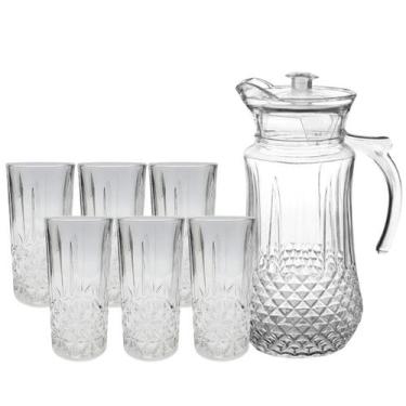 Imagem de Conjunto De Jarra 1,4L Com 6 Copo Requinte 350ml de Vidro Para Água Su