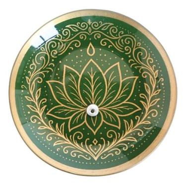 Imagem de Incensário De Vidro Flor De Lótus Verde - Mandala Esoterica