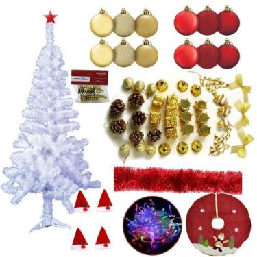 Imagem de Árvore De Natal Branca 1,50m 220 Galhos Pisca Pisca 110v Decorada 99 I