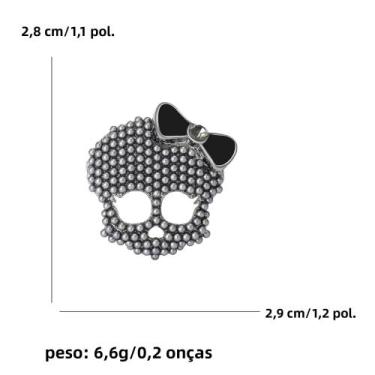 Imagem de Broche De Caveira Unissex Feminino Com Strass, Alfinete De Lapela De M
