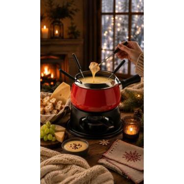Imagem de Aparelho De Fondue Esmaltado Cervinia 12 peças Vermelha 1,4 Litros Par