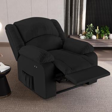 Imagem de Poltrona do Papai Reclinável Madrid G23 Power Touch com Massagem e USB Couro Sintético Preto Gran Belo