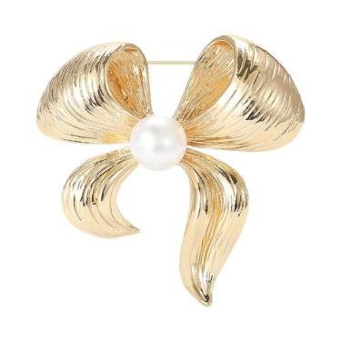 Imagem de Broche De Laço Com Pérolas E Strass Para Mulheres, Acessório De Joalhe