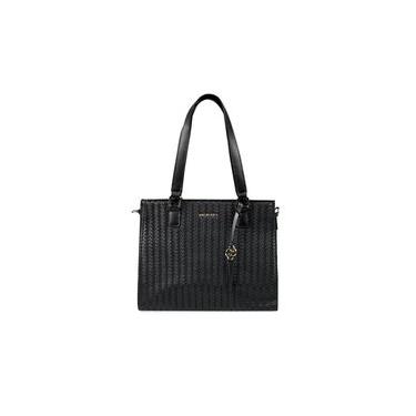 Imagem de Bolsa de Ombro Feminina Com Alça Longa New Tressê Preta U / Preto