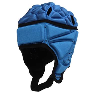 Imagem de Capacete de futebol americano EVA à prova de choque, capacete de futebol de dissipação de calor Design leve Tecido respirável anticolisão para escalada para futebol(azul)