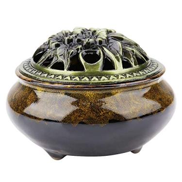 Imagem de Queimador de Incenso, Forno de Cerâmica Celadon em Queimador de Incenso Durável para Mobiliário Clássico para um Ornamento de Artesanato para Presente Perfeito para Decoração de(Amarelo âmbar)