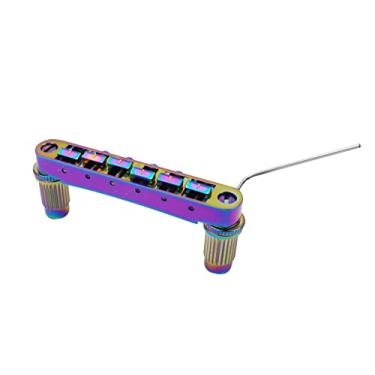 Imagem de Guyker Ponte de sela de guitarra - Pontes Tune-O-Matic com pinos de substituição para guitarra elétrica LP EPI de 6 cordas (GM003, Rainbow Chameleon)
