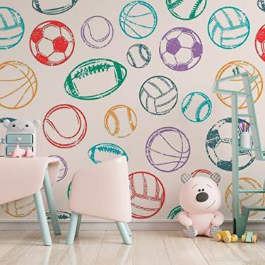 Imagem de Papel De Parede Adesivo Infantil Bolas Esporte Colorido 2,80