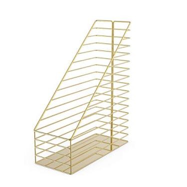 Imagem de U Brands Suporte de revista de metal, acessório de mesa, coleção Vena, ouro (3234U02-06)