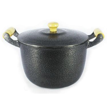Imagem de Caldeirão Alumínio Fundido Craqueado Alça de Madeira Preto 28cm