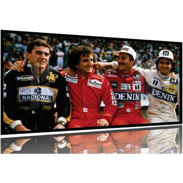 Imagem de Quadro Decorativo Senna Pique Prost Mansel 130x60 Moldura Preta 2x2