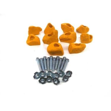 Imagem de Kit 10 Agarras Parede Escalada Para Madeira Realrock Amarela