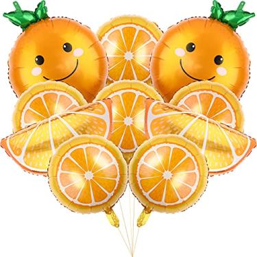 Imagem de 10 peças balões laranja citrus balões de alumínio de frutas balões de tangerina de aniversário jumbo para chás de bebê fofinhos de verão tema cítrico menino menina festa de aniversário suprimentos de decoração