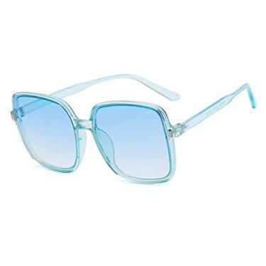 Imagem de 1 peça unissex moda óculos de sol quadrado superdimensionado retrô grande armação plana óculos de sol óculos de sol de luxo óculos de proteção uv400, b, azul claro, outros