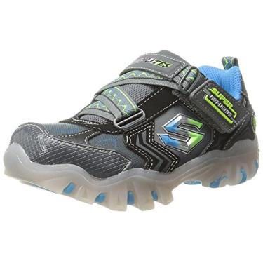 Imagem de Skechers Tênis infantil Street Lightz iluminado (criança pequena/bebê), Carvão/Azul, 3 Little Kid