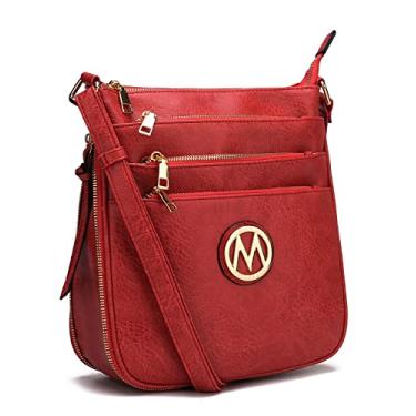 Imagem de Bolsa tiracolo MKF para mulheres – Bolsa mensageiro expansível em couro PU – Alça de ombro de designer, Luciana Red, Medium