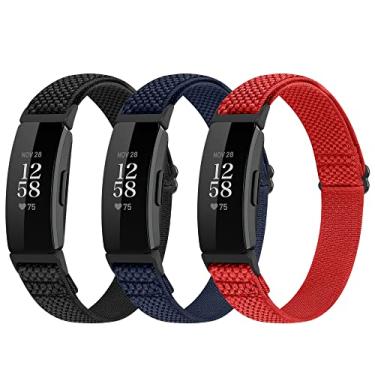Imagem de Huamanlou Pulseiras esportivas de nylon elásticas ajustáveis compatíveis com Fitbit Inspire 3/Inspire 2/Inspire/Inspire HR/Ace 2/Ace 3, pulseiras de substituição de alças elásticas de laço macio para