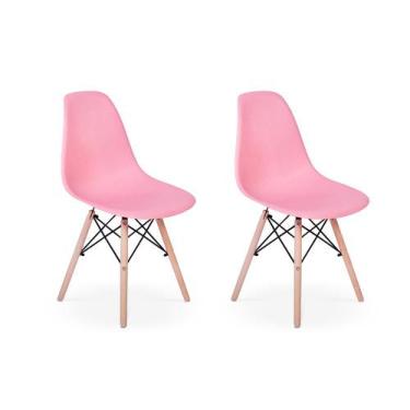 Imagem de Conjunto 2 Cadeiras Charles Eames Eiffel Wood Base Madeira - Rosa - Im