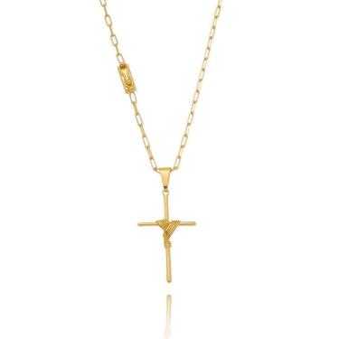 Imagem de Corrente Cartier Banhada Ouro Masculina Cordao Ping Cruz