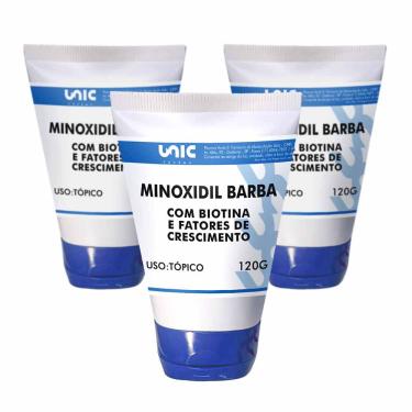 Imagem de Kit 3 Minoxidil 5% Para Barba com Biotina mais Fatores de Crescimento 120g