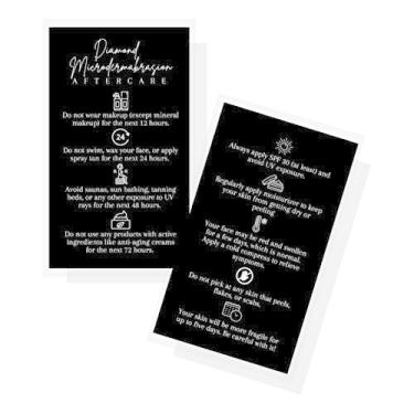 Imagem de Cartões de pós-cuidados de microdermoabrasão Diamond | Pacote com 50 | Cartão de visita de 5 x 8,9 cm | Suprimentos de esteticista | Design de cartão preto