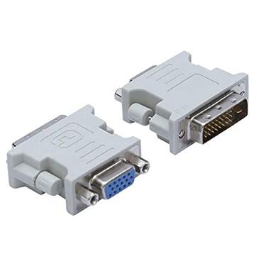 Imagem de Apoi Adaptador DVI para VGA DVI-I 24 + 1 macho para VGA 15 fêmea suporta 1080p Full HD para computador PC host, Laptop placa gráfica para HDTV, LG HP Monitor e projetor Dell (pacote com 2) - branco
