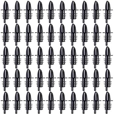 Imagem de 100 pacotes dosadores de fluxo mini garrafa de licor dosadores de vinho de plástico dosadores de garrafa preta bicos de plástico para restaurantes, bares, cafés, pubs, clubes, aplicações