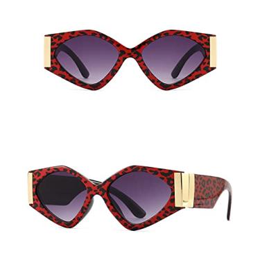 Imagem de Óculos de sol femininos quadrados fashion designer de luxo lente gradiente preto óculos de sol superdimensionados feminino armação grande óculos da moda, c3 vermelho leopardo cinza, tamanho único