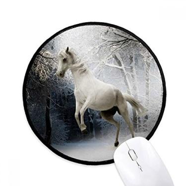 Imagem de DIYthinker Cavalo branco ciência natureza cenário mouse pad desktop escritório tapete redondo para computador