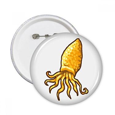 Imagem de Emblema de polvo amarelo, estampa de vida marinha, alfinetes redondos, emblema, acessório, decoração, 5 peças