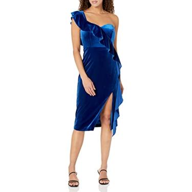 Imagem de Adrianna Papell Vestido feminino tomara que caia com babados, Oceano profundo, 42