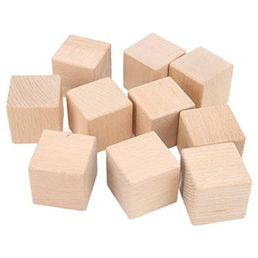 Imagem de 10PCS Unfinished Wooden Blocks Smooth Hardwood Blocks for Crafts, Alphabet Blocks, Number Cubes or Puzzles Making Unfinished Wood