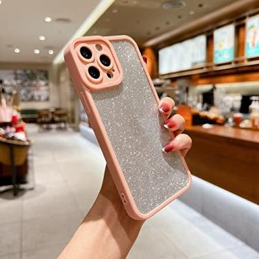 Imagem de Capa de acrílico brilhante de luxo para iphone xs max x xr candy color transparente pc tpu capa de armadura híbrida para iphone 11 12 13 pro max, rosa, para iphone 12
