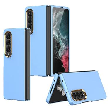 Imagem de Capa de telefone de luxo para Samsung Galaxy Z Fold 4 5G Fold4 Capa de pele ultrafina e confortável para Galaxy Z Fold 4 zfold4,07, azul céu, para Galaxy Z Fold 4
