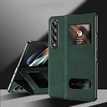 Imagem de Capa de telefone flip Smart View de luxo para Samsung Galaxy Z Fold 4 3 2 Fold4 Fold3 Fold2 5G 2022 Ultra Thin PU Leather Cover, Nappa, Green, For Galaxy Z Fold4
