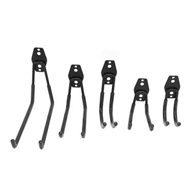 Imagem de Cabide Montado na Parede, 5 Tamanhos 5 Pçs/conjunto para Armazenamento de Garagem Gancho Duplo (Preto)