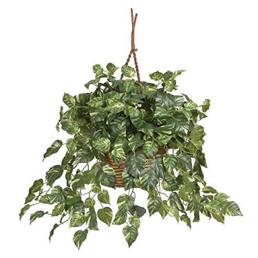 Imagem de Nearly Natural 6517 Pothos Cesta Decorativa de Seda Planta, Verde, 73 cm x 26 cm x 26 cm