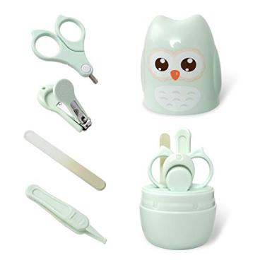 Imagem de Kit de unha para bebê, conjunto de cuidados com unhas para bebês com capa fofa, cortador de unhas, tesoura, lixa de unhas e pinça, kit de manicure para bebês e kit de pedicure para