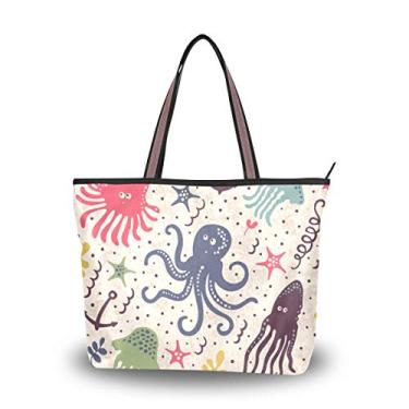 Imagem de Bolsa de ombro fofa para criaturas marinhas subaquáticas, bolsa de ombro para mulheres e meninas, Multicolorido., Medium