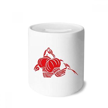 Imagem de DIYthinker Porta-moedas de cerâmica com padrão de lótus da lanterna chinesa para presente de cofrinho