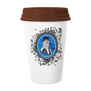 Imagem de Chapéu de pombo, folha de flor, desenho animado, caneca de cerâmica para copo de café
