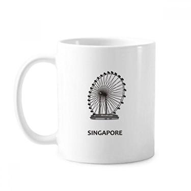 Imagem de Caneca clássica de roda-gigante Singapura copo de cerâmica branca presente com alças 350 ml