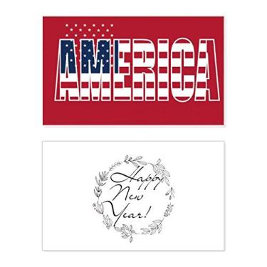 Imagem de Bandeira dos Estados Unidos Nome Ano Novo Festival Cartão de felicitações Bless Mensagem Presente