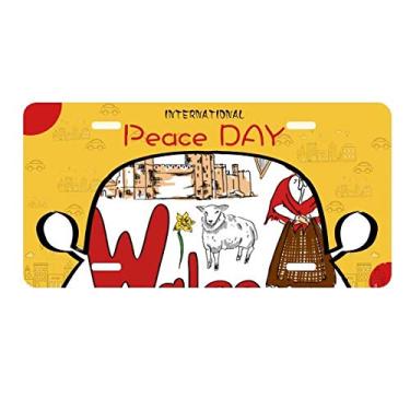 Imagem de DIYthinker Placa de licença com símbolo nacional de Wales para decoração de carro, dia da paz