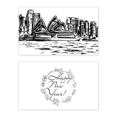 Imagem de Austrália Sydney Opera House Sketch New Year Festival Greeting Card Bless Message Present