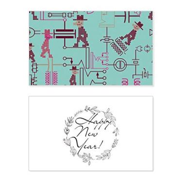 Imagem de Padrão de tomada de diagrama de circuito, ano novo, cartão de felicitações, mensagem de abençoamento presente