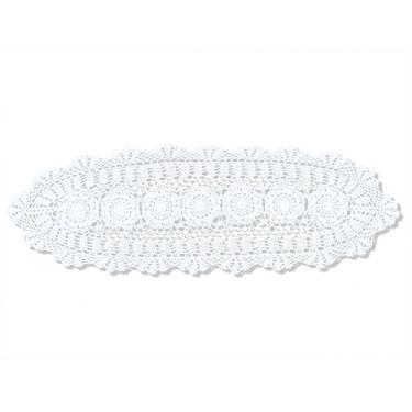 Imagem de gracebuy Corredor de mesa branco oblongo feito à mão em crochê de algodão 30 x 89 cm