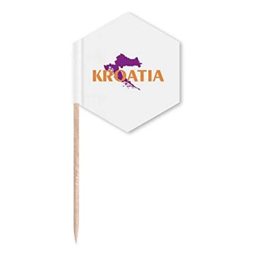 Imagem de Mapa Kroatia Europa Art Deco, bandeiras modernas de palito, palitos de cupcake, festa comemoração